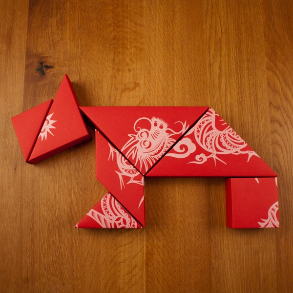 春節(jié)禮品盒包裝設(shè)計(jì)，新年七巧板的妙用